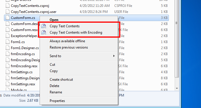 Copy Text Contents screenshot