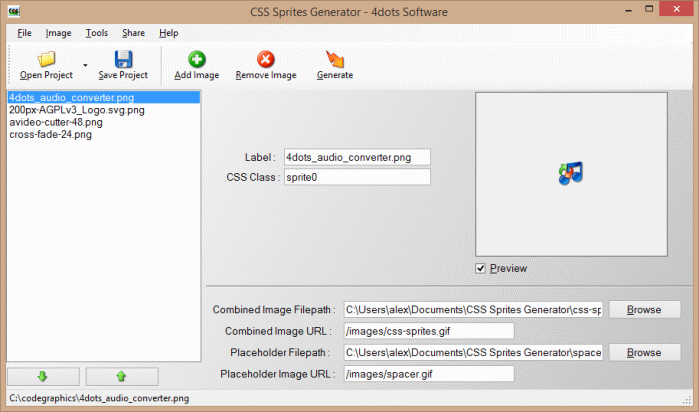 CSS Sprites Generator screenshot