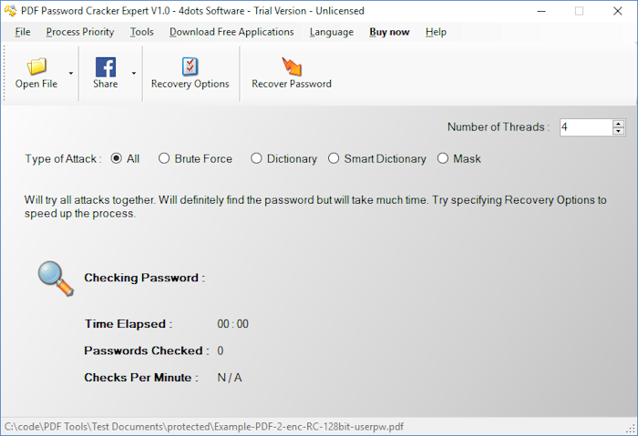 Click to view PDF Password Cracker Expert 1.0 screenshot